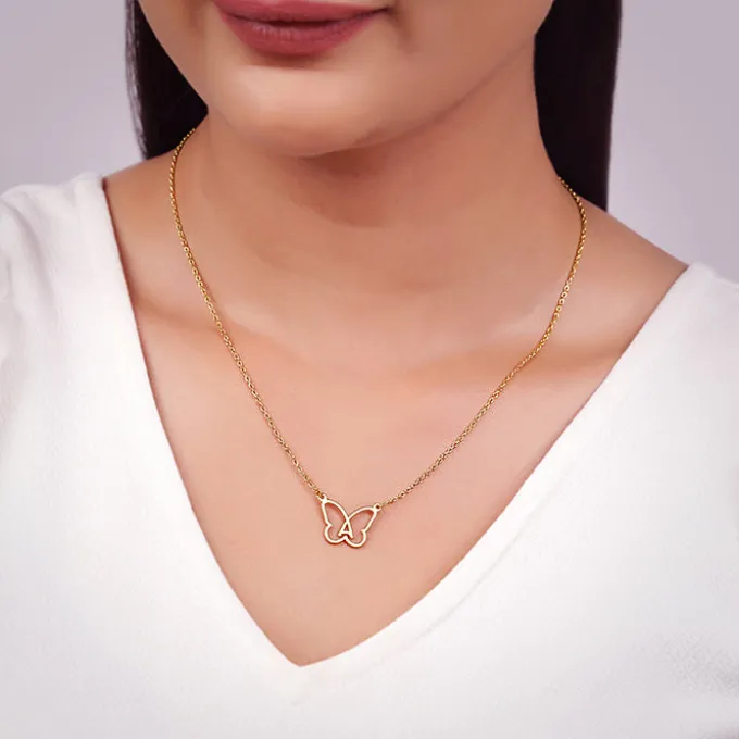 Golden Personalised Like a Butterfly Necklace