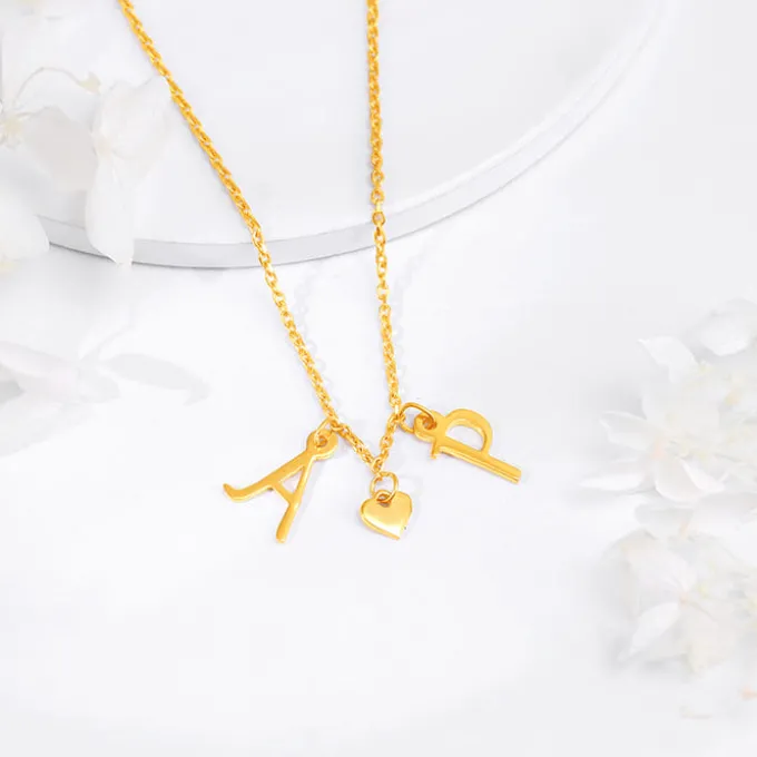 Golden Personalised Love Initials Necklace