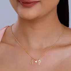 Golden Personalised Love Initials Necklace