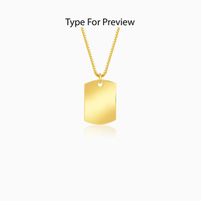 Golden Personalised Military Dog Tag Pendant with Box Chain For Him