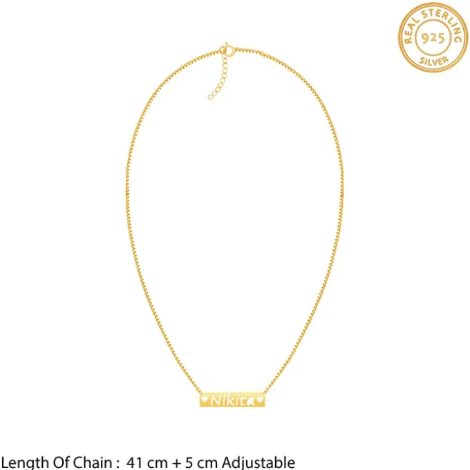 Golden Personalised Name Engraved with Love Necklace
