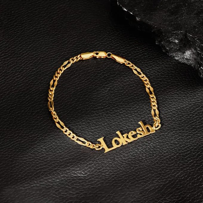Golden Personalised Name Bracelet For Him