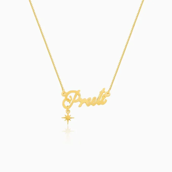 Golden Personalised Name Star Charm Necklace