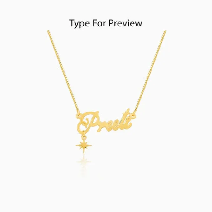 Golden Personalised Name Star Charm Necklace