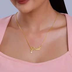 Golden Personalised Name Star Charm Necklace