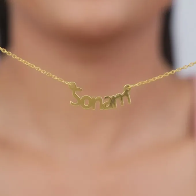 Golden Personalised Name in Bold Necklace