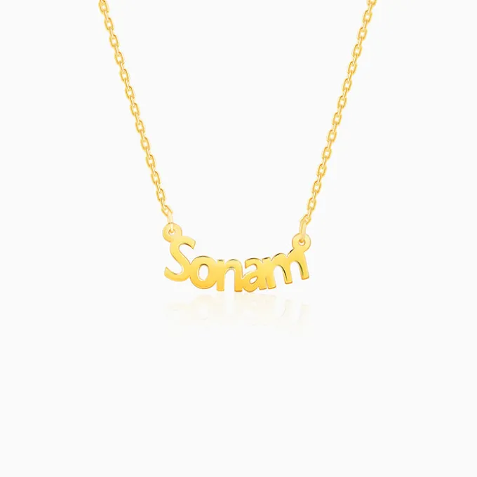 Golden Personalised Name in Bold Necklace