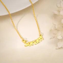 Golden Personalised Name in Bold Necklace