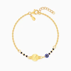 Golden Personalised Nazariya Kids Bracelet (2 - 8 Years)