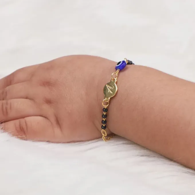 Golden Personalised Nazariya Kids Bracelet (0 - 2 Years)