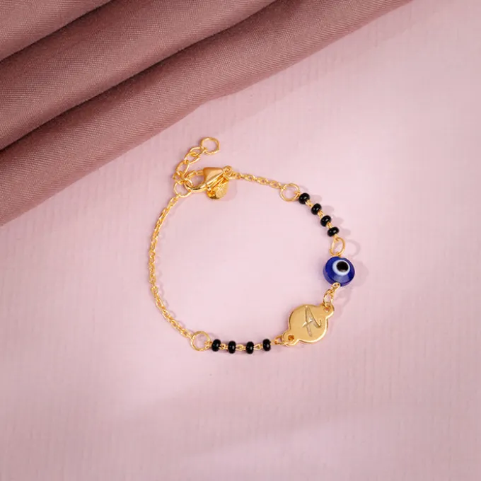 Golden Personalised Nazariya Kids Bracelet (0 - 2 Years)
