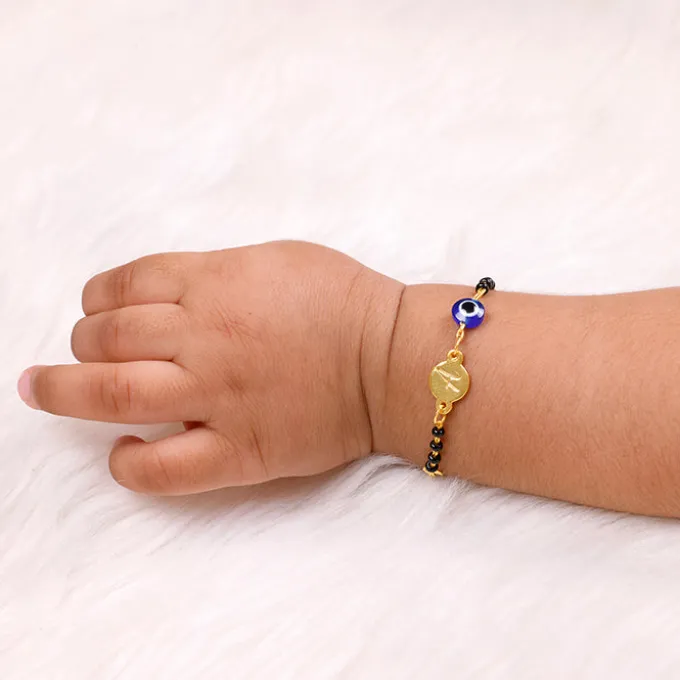 Golden Personalised Nazariya Kids Bracelet (0 - 2 Years)