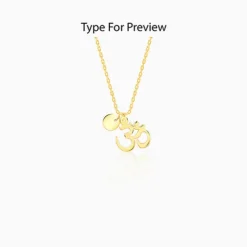 Golden Personalised Om Pendant With Link Chain