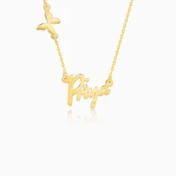 Golden Personalised Pretty Butterfly Necklace