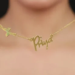 Golden Personalised Pretty Butterfly Necklace