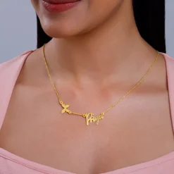 Golden Personalised Pretty Butterfly Necklace