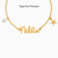 Golden Personalised Pretty Starfish Bracelet