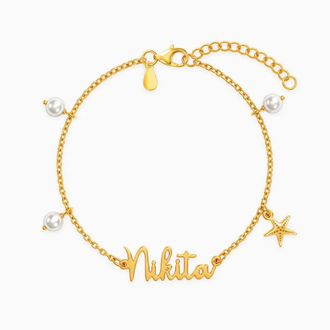 Golden Personalised Pretty Starfish Bracelet