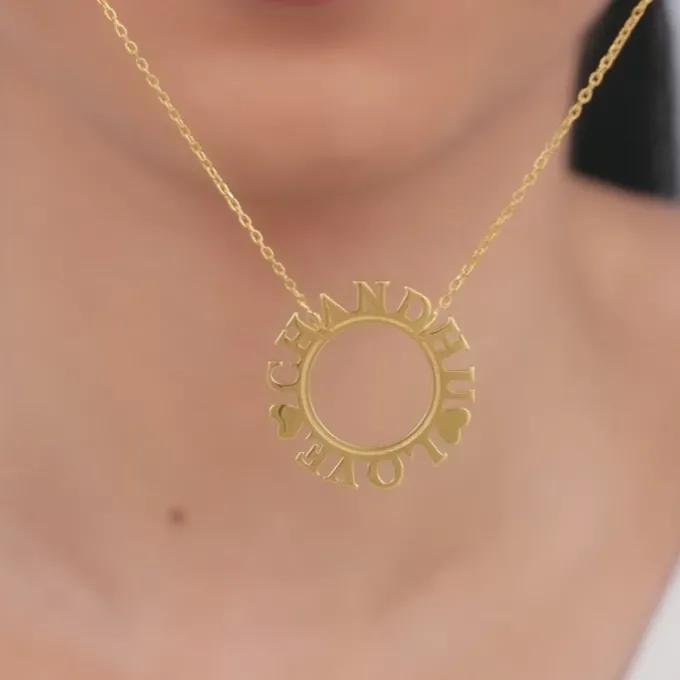 Golden Personalised Round Name Necklace