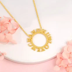 Golden Personalised Round Name Necklace