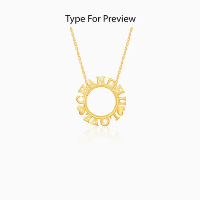 Golden Personalised Round Name Necklace