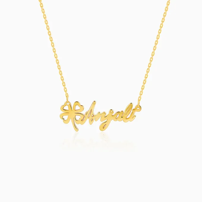 Golden Personalised Serendipity Clover Necklace
