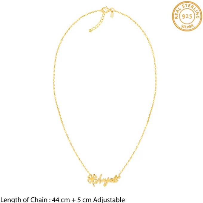 Golden Personalised Serendipity Clover Necklace