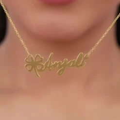 Golden Personalised Serendipity Clover Necklace