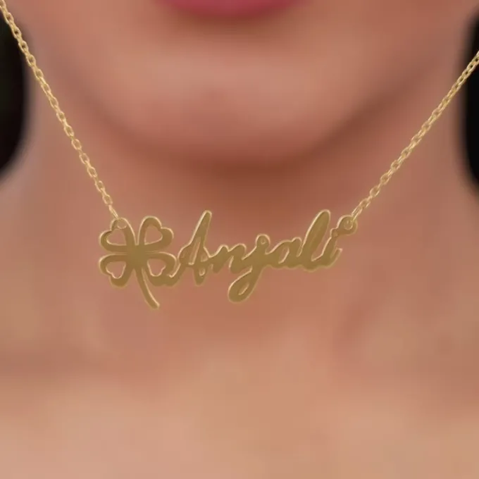 Golden Personalised Serendipity Clover Necklace