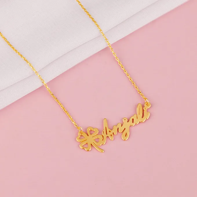 Golden Personalised Serendipity Clover Necklace