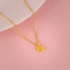 Golden Personalised Shy Heart Pendant