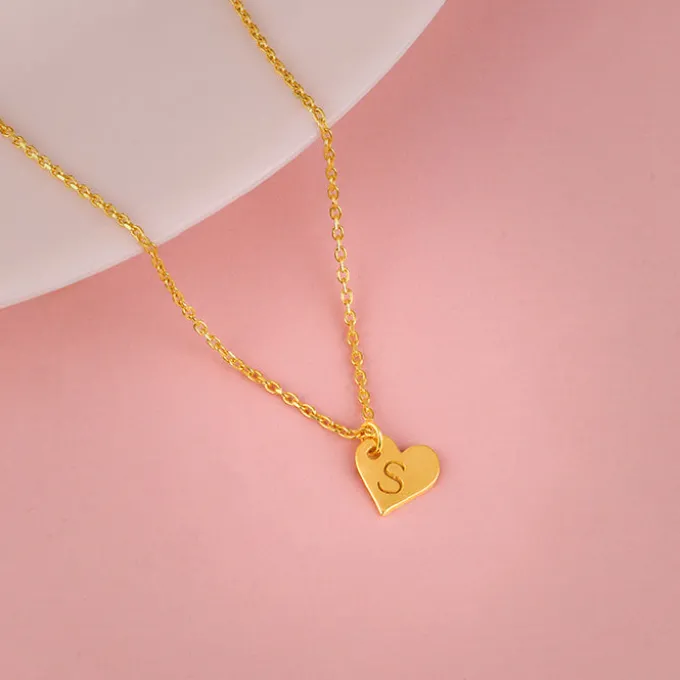 Golden Personalised Shy Heart Pendant
