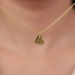 Golden Personalised Shy Heart Pendant