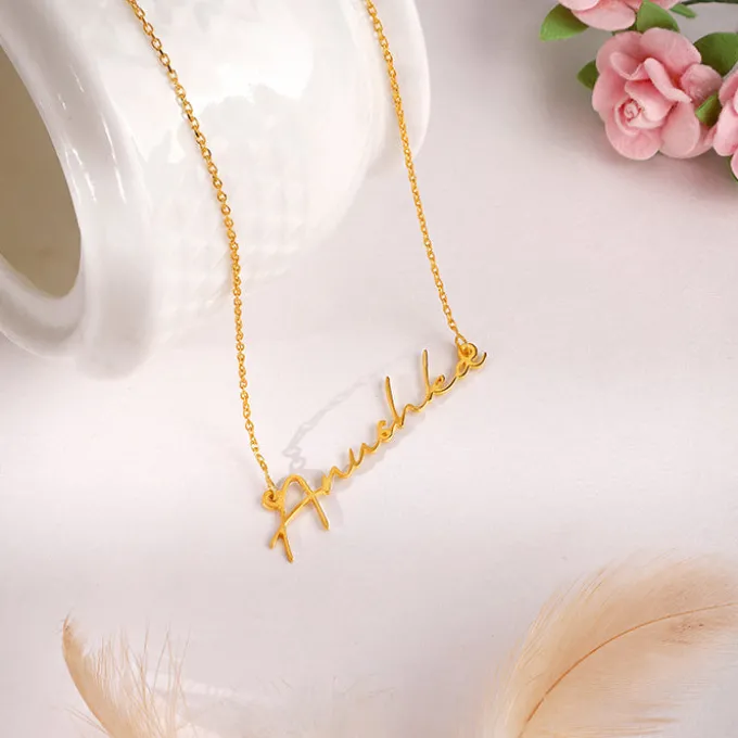 Golden Personalised Signature Name Necklace