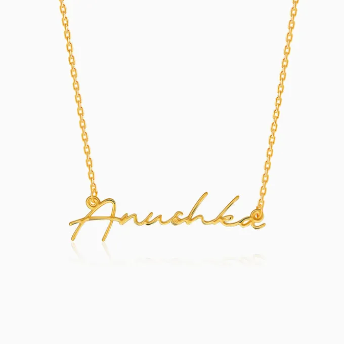 Golden Personalised Signature Name Necklace