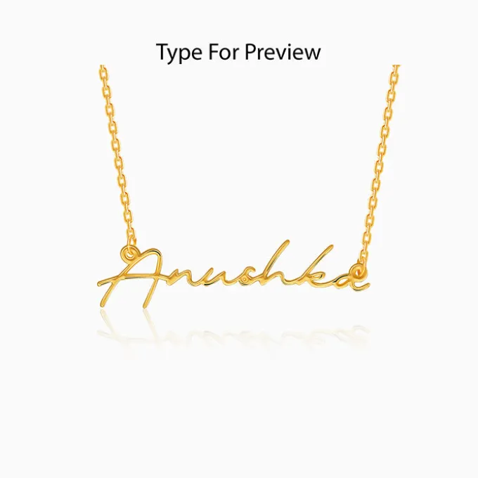 Golden Personalised Signature Name Necklace