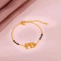 Golden Personalised Signature Initial Mangalsutra Bracelet