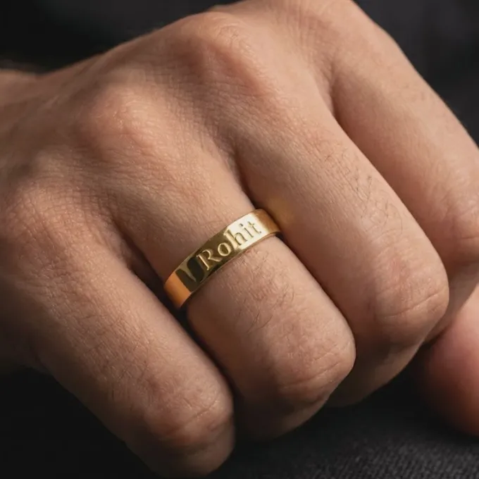 Golden Personalised Signature Ring For Him