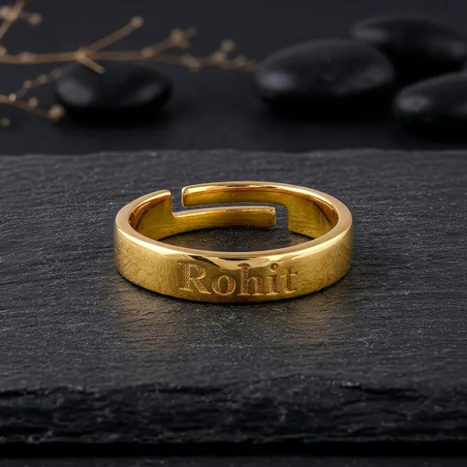 Golden Personalised Signature Ring For Him