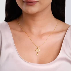 Golden Personalised Tree of Names Pendant with Link Chain