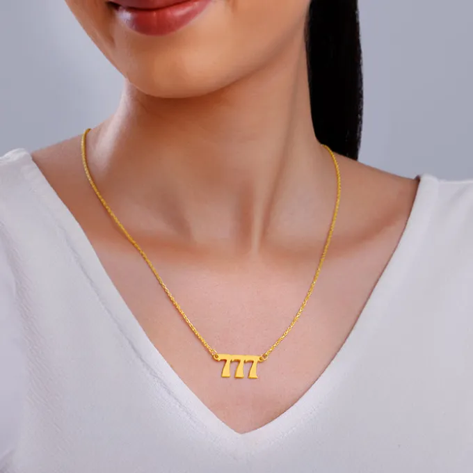 Golden Personalised Triple Numeric Necklace