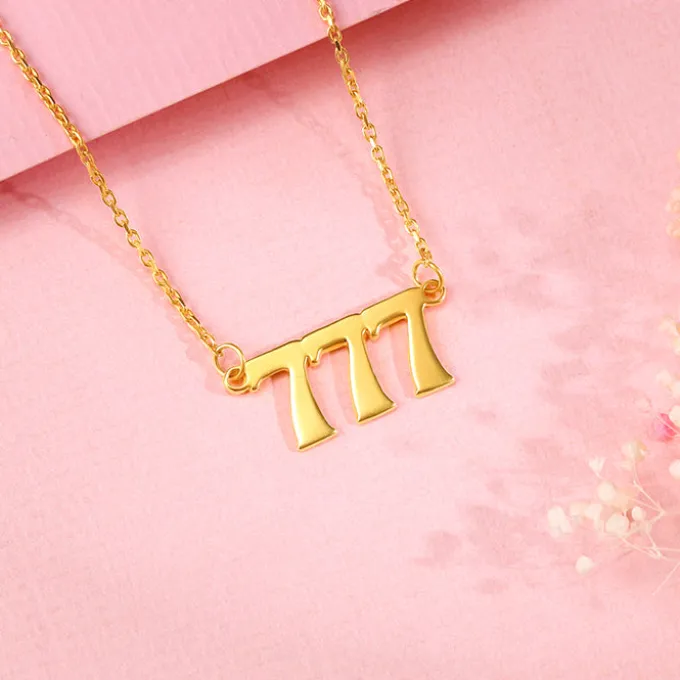 Golden Personalised Triple Numeric Necklace