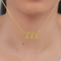Golden Personalised Triple Numeric Necklace