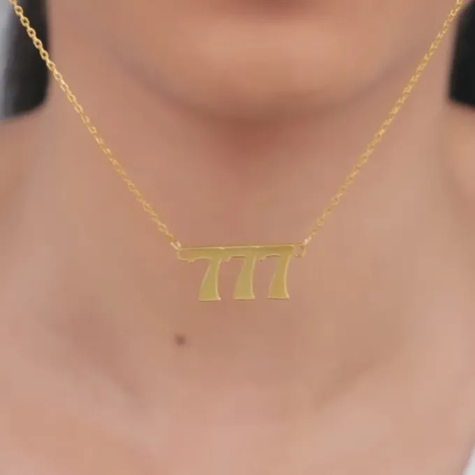Golden Personalised Triple Numeric Necklace