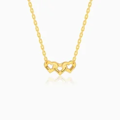 Golden Personalised Triple Heart BFF Necklace