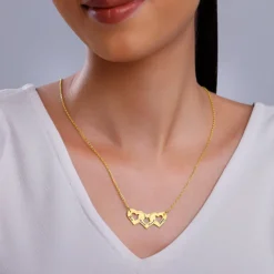 Golden Personalised Triple Heart BFF Necklace