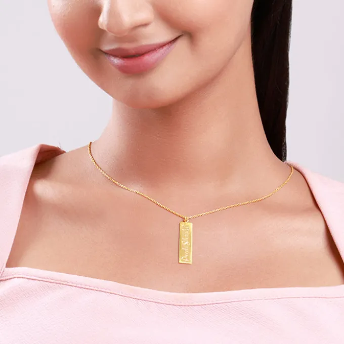 Golden Personalised Two-Name Bar Pendant