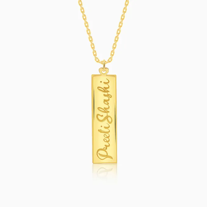 Golden Personalised Two-Name Bar Pendant