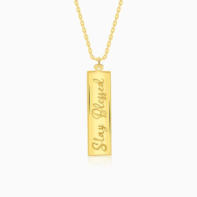 Golden Personalised Two-Name Bar Pendant