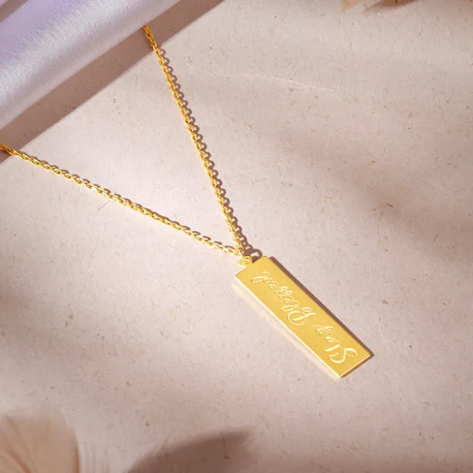 Golden Personalised Two-Name Bar Pendant